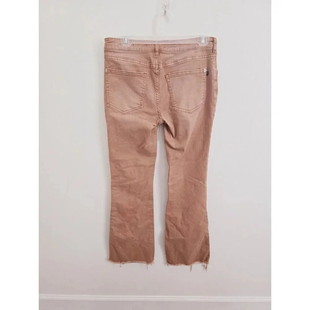 Pilcro Anthropologie Bronze Boho Low Rise Icon Faded Flared Y2K Cotton Jeans 28 - Picture 8 of 14
